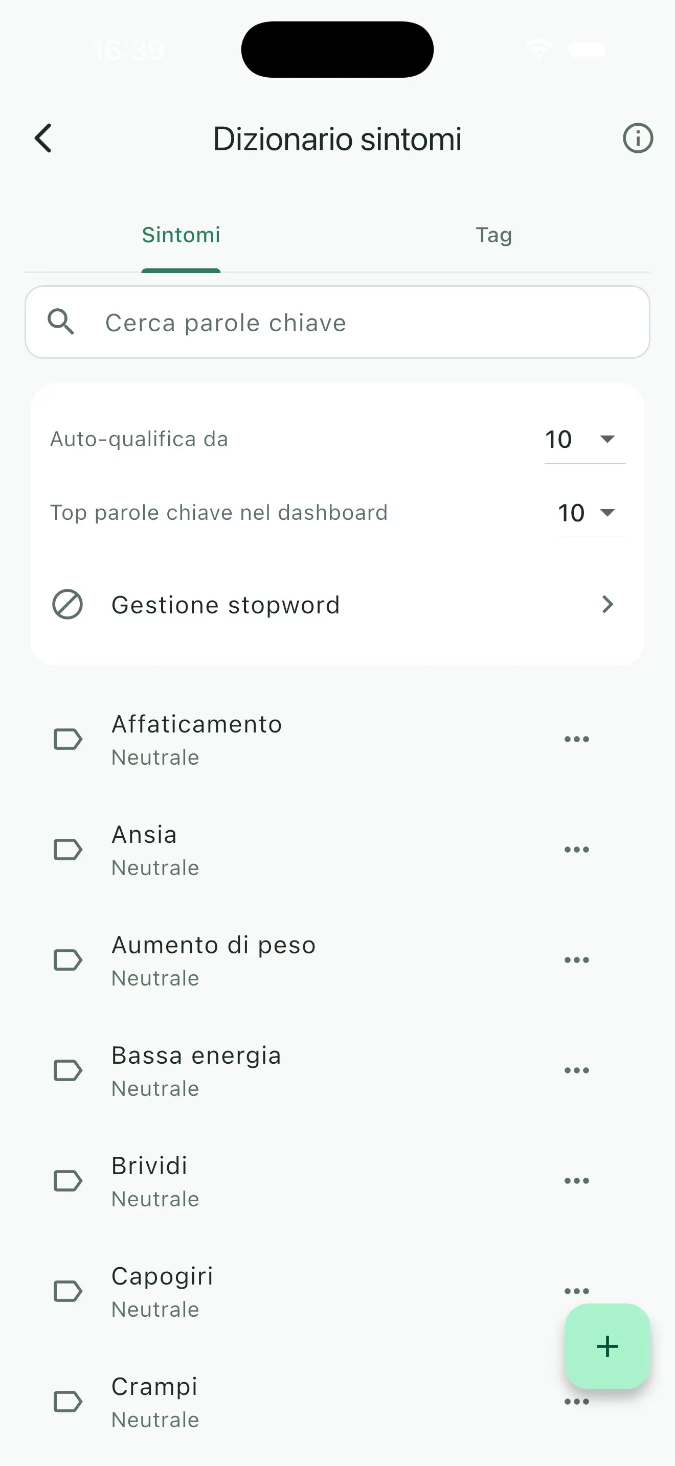 Dizionario dei sintomi