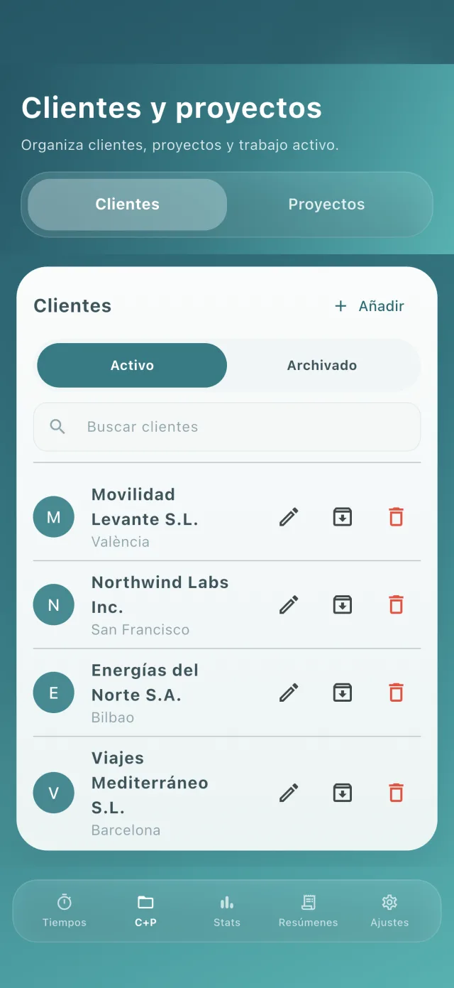 Clientes y proyectos