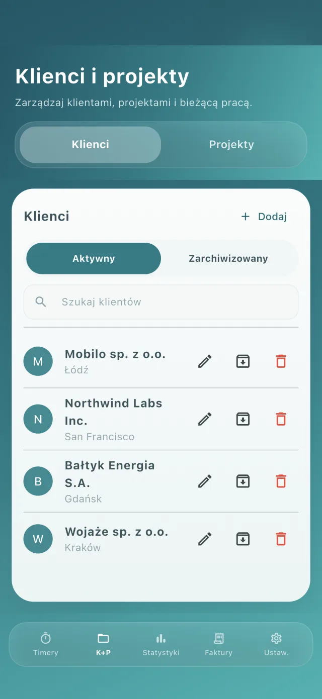 Klienci i projekty