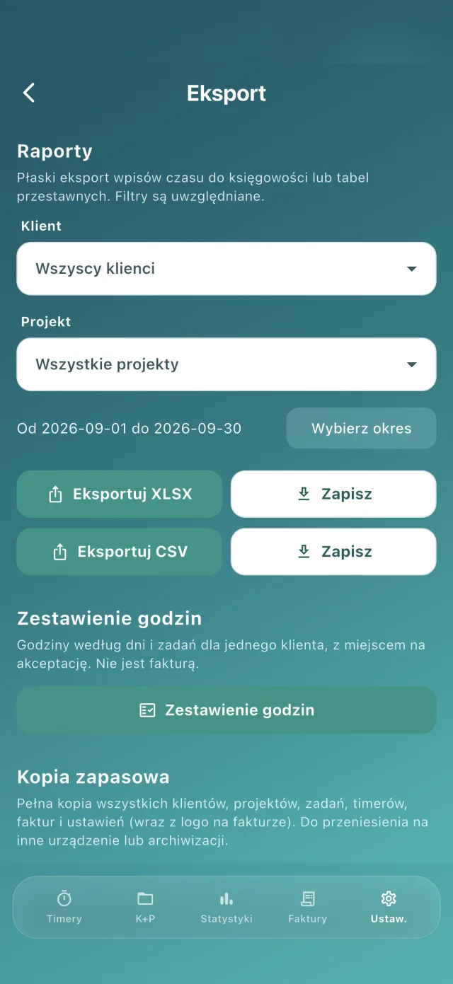 Eksport (Pro)