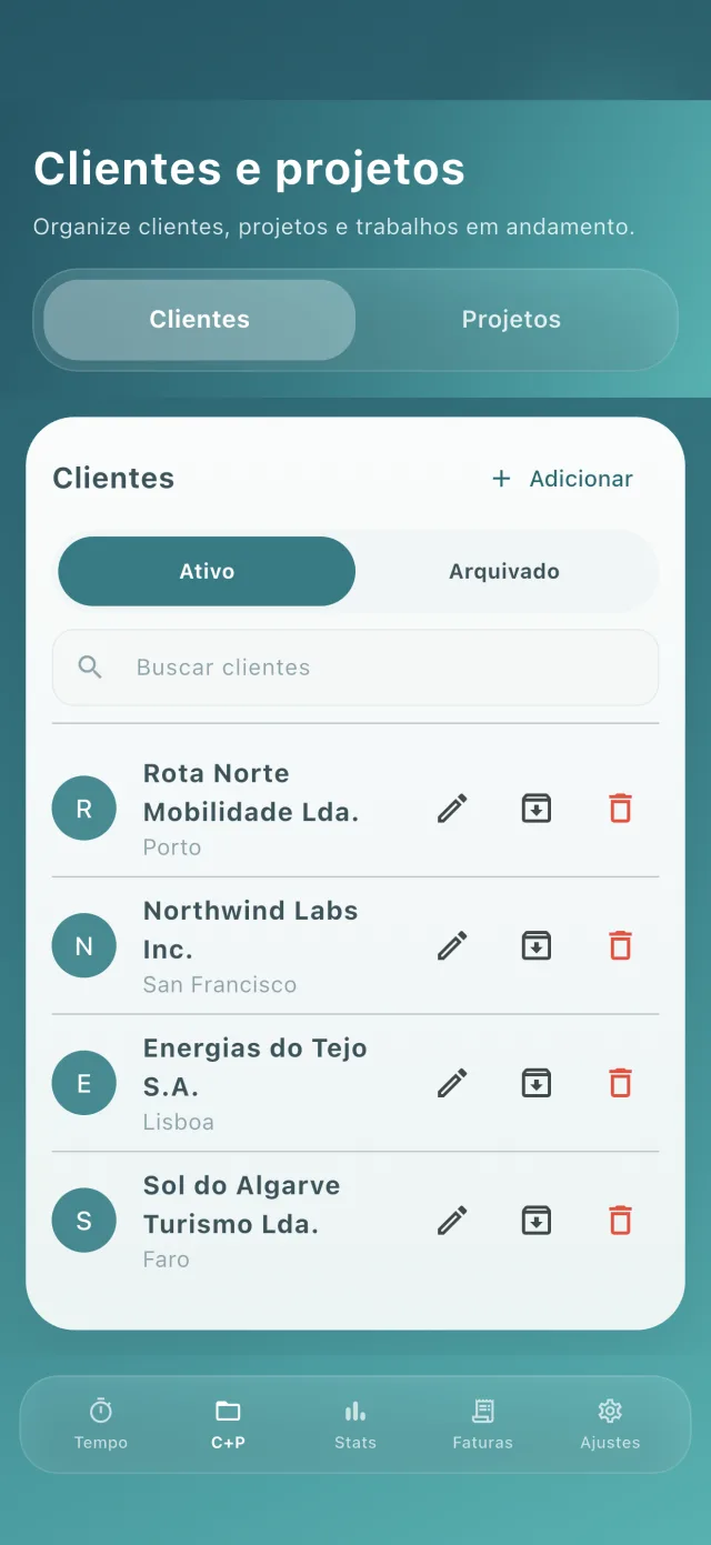 Clientes e projetos