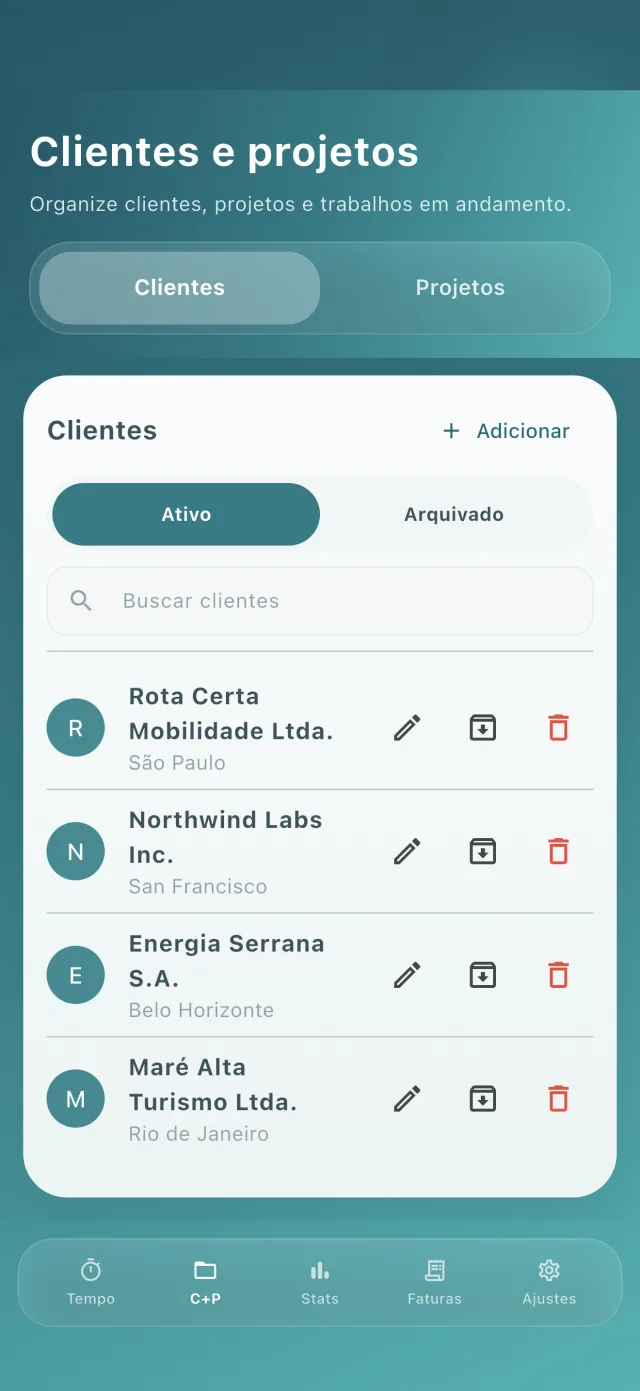 Clientes e projetos